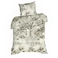 Pościel 140x200 cm bawełniana kolor beżowy, stalowy z wzorem egzotycznych liści NINA Eurofirany
