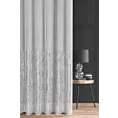 Firana szyta na przelotkach biało srebrzysta z tkaniny typu ADEN z efektem deszczyku, zdobionej niereguralnym srebrnym nadrukiem, wykończona obciążnikiem