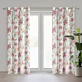 Zasłona biało, ciemnoróżowa zdobiona nadrukiem kwiatów 140x250 cm przelotka DEBI Eurofirany
