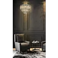 Lampa wisząca do salonu srebrna DANA ze szklanymi elegackimi zawieszkami, możliwość regulacji wysokości Eurofirany