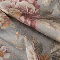 Poszewka szyta popielato ceglasta z tkaniny z dodatkiem bawełny i nici metalicznej, o wzorze w kwiaty, zawiera 20% bawełny