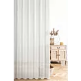 Firana szyta na flexach kremowa z lekko połyskującej tkaniny z widocznym efektem deszczyku, wykończona obciążnikiem