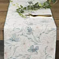 Bieżnik na stół naturalno, jasnoniebieski 40x180 cm INES 10 z nadrukowanym motywem pastelowych kwiatów