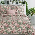 Pościel 160x200 cm z satyny bawełnianej kolor różowy, stalowy z kwiatowym wzorem SPRING 53 Eurofirany