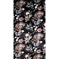 Zasłona czarno, ruda z nadrukiem kwiatów z tkaniny welwetowej 140x270 cm taśma ALANI Eurofirany