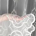 Firana szyta na tunelu LAVISH biało srebrna z delikatnej tkaniny haftowanej grubą kordonkową nicią