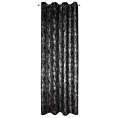 Zasłona czarno, srebrzysta zdobiona błyszczącym wzorem z tkaniny zaciemniającej 140x250 przelotka ELISE Eurofirany