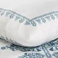 Ekskluzywna pościel 220x200 cm bawełniana kolor biały, ciemnoniebieski z ornamentowym wzorem Reina Line Eurofirany
