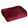Koc świąteczny 150x200 cm bordowy, złoty zdobiony nadrukiem śnieżynek Eurofirany