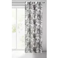 Zasłona popielato, biała w duże kwiaty z etaminy 140x250 cm przelotka SANDRA Eurofirany
