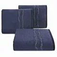 Ręcznik do rąk 30x50 cm bawełniany kolor granatowy zdobiony bordiurą z błyszczącym wzorem 500 g/m2 KARIN Eurofirany