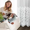 Firana biała z siateczki zdobiona kwiatami z dodatkiem drobnych perełek 3D 140x250 cm przelotka - JASMIN 2 Eva Minge Eurofirany