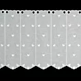 Tkanina firanowa zazdrostka zdobiona haftowaną aplikacją w kształcie serduszek Eurofirany