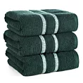 Ręcznik do rąk 30x50 cm bawełniany kolor ciemnozielony w kontrastujące pasy 500 g/m2 DINA Eurofirany