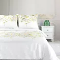 Pościel 220x200 cm bawełniana kolor biały, jasnozielony z subtelnym botanicznym wzorem SPRING 22 Eurofirany