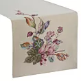 Bieżnik na stół naturalno, różowy 40x100 cm gobelinowy zdobiony tkanym motywem kwiatowym