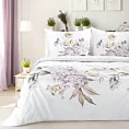 Pościel 160x200 cm z satyny bawełnianej kolor biały, fioletowy z wzorem kwiatowym ELLA 16 w kwiaty Eurofirany