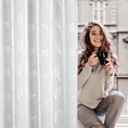 Firana biała z etaminy z delikatnym nadrukiem srebrnych liści 140x250 cm przelotka SISI Eurofirany