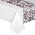 Komplet obrus z bieżnikiem biało, jasnofioletowy 140x260/33x260 cm ANITA 4 zdobiony subtelnym wzorem trawy pampasowej