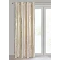Zasłona jasnobeżowo, złota zdobiona błyszczącym przecieranym wzorem z welwetu 140x250 cm przelotka RENIA  Eurofirany