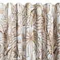 Zasłona biało, beżowa z nadrukiem egzotycznych liści, welwetowa 140x270 cm taśma/szelkli SABA Eurofirany