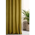 Zasłona szyta na taśmie fala oliwkowa z miękkiej półmatowej tkaniny welwetowej