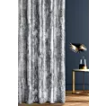 Zasłona szyta na taśmie fala stalowo srebrna z welwetowej tkaniny z błyszczącym nadrukiem