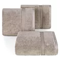 Ręcznik kąpielowy 50x90 cm bawełniany kolor beżowy 0 twist zdobiony paseczkami 550 g/m2 MOLLY Eurofirany