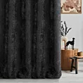 Zasłona szyta na przelotkach czarna z tkaniny o szenilowej strukturze