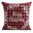 Poszewka na poduszkę 45x45 cm welwetowa czerwono, biała zdobiona świątecznym motywem  Eurofirany