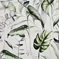 Zasłona biało, oliwkowa z motywem egzotycznych liści z welwetu 140x250 przelotka ELLEN Eurofirany