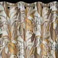 Zasłona biało, musztardowa z błyszczącym wzorem egzotycznych liści z welwetu 140x250 cm przelotka ADEL Eurofirany