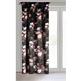 Zasłona czarno, różowa zdobiona nadrukiem roślinnym z welwetu 140x270 cm taśma KAREN Eurofirany