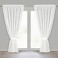Firana biała z etaminy zdobiona na bokach subtelnymi frędzlami w zestawie troczek 140x270 cm taśma KIRA 2 Eurofirany