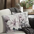 Poszewka na poduszkę 45x45 cm welwetowa dwustronna z motywem kwiatów z wypustką na brzegach kremowo, fioletowa VELVET 122 EUROFIRANY PREMIUM