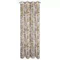Zasłona beżowo, szampańska z nadrukiem liści z etaminy 140x250 cm przelotka - LAYLA Eurofirany