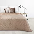 Narzuta welwetowa beżowo, złota 220x240 cm z welwetu zdobiona wzorem marmuru LUIZ 6 DESIGN 91 Eurofirany