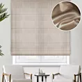 Roleta rzymska SAMANTHA złota z półprzezroczystej tkaniny o perłowym połysku, wykończona obciążnikiem