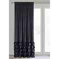 Zasłona czarna zdobiona falbanami i lśniącymi akcentami z welwetu 140x270 cm przelotka CARLI Eurofirany