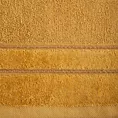 Ręcznik kąpielowy 50x90 cm bawełniany kolor musztardowy z welwetową bordiurą i kontrastującymi paseczkami 500 g/m2 SIBEL Eurofirany