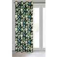 Zasłona czarno, zielona zaciemniająca w kwiaty 140x250 cm przelotka LONI Eurofirany