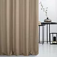 Zasłona szyta na flexach jasnobrązowa z miękkiej tkaniny o naturalnym splocie w stylu ekologicznym