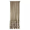 Zasłona ciemnobeżowa zdobiona falbanami i lśniącymi akcentami z welwetu 140x270 cm taśma CARLI Eurofirany