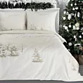 Pościel świąteczna 160x200 cm z mikrowłókna, kolor beżowy, biały z subtelnym nadrukiem  SNOWFLAKE Eurofirany
