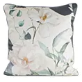 Poszewka na poduszkę 45x45 cm welwetowa kremowo, zielona z nadrukiem kwiatów ROSITA 1 Eurofirany