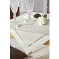 Bieżnik na stół biały 85x85 cm Emily z ozdobną listwą i mereżką