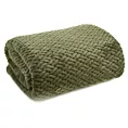 Koc  130x160 cm ciemnozielony z widocznym plecionym splotem KAYLA Eurofirany
