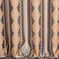 Zasłona szyta na przelotkach popielato miedziana elegancka z pasowym wzorem ornamentowym i połyskliwą nicią Italissima Eva Minge