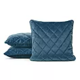 Poszewka na poduszkę 45x45 cm welwetowa pikowana we wzór karo z ozdobną wypustką na brzegach granatowa VELVET 27 EUROFIRANY PREMIUM