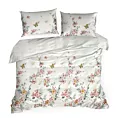Pościel 220x200 cm z satyny bawełnianej kolor biały, różowy z wzorem kwiatowym ELLA 17 w kwiaty Eurofirany
